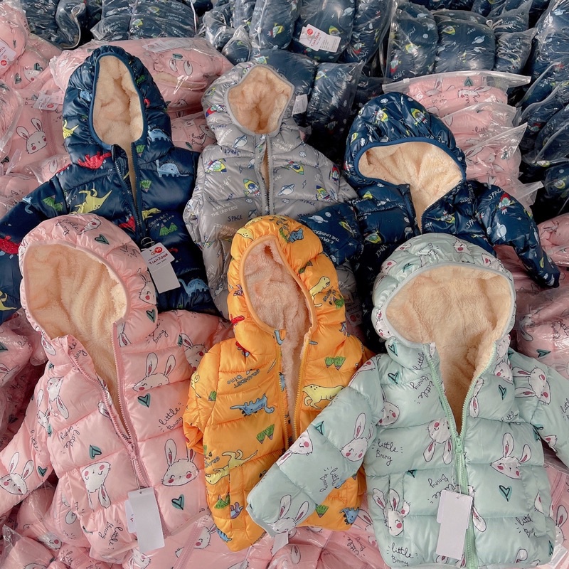 [SALE] Áo khoác phao lót lông cừu Quảng Châu họa tiết cực đẹp giữ ấm mùa đông bé trai bé gái (V515)