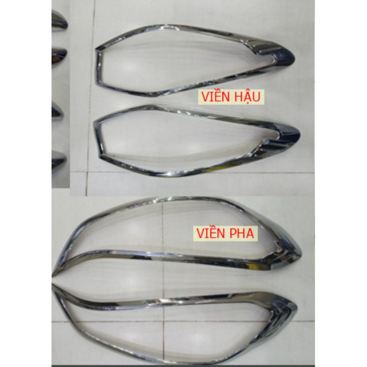 Bộ Ốp Viền Đèn Pha, Hậu Huyndai I10 2021-2022 Nhựa ABS Mạ Crom Sáng Bóng