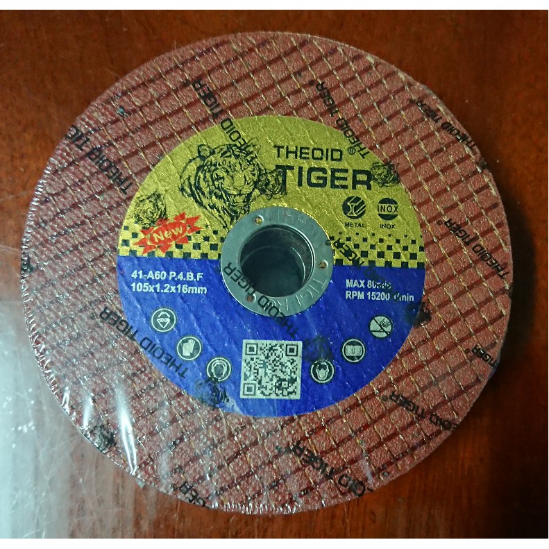 Đá cắt sắt/Inox hiệu Tiger màu đỏ hộp kim loại 100 viên.