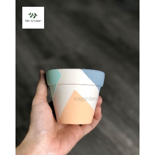 Chậu đất nung trồng cây để bàn, sen đá  - size 7,5x7,5cm sơn màu