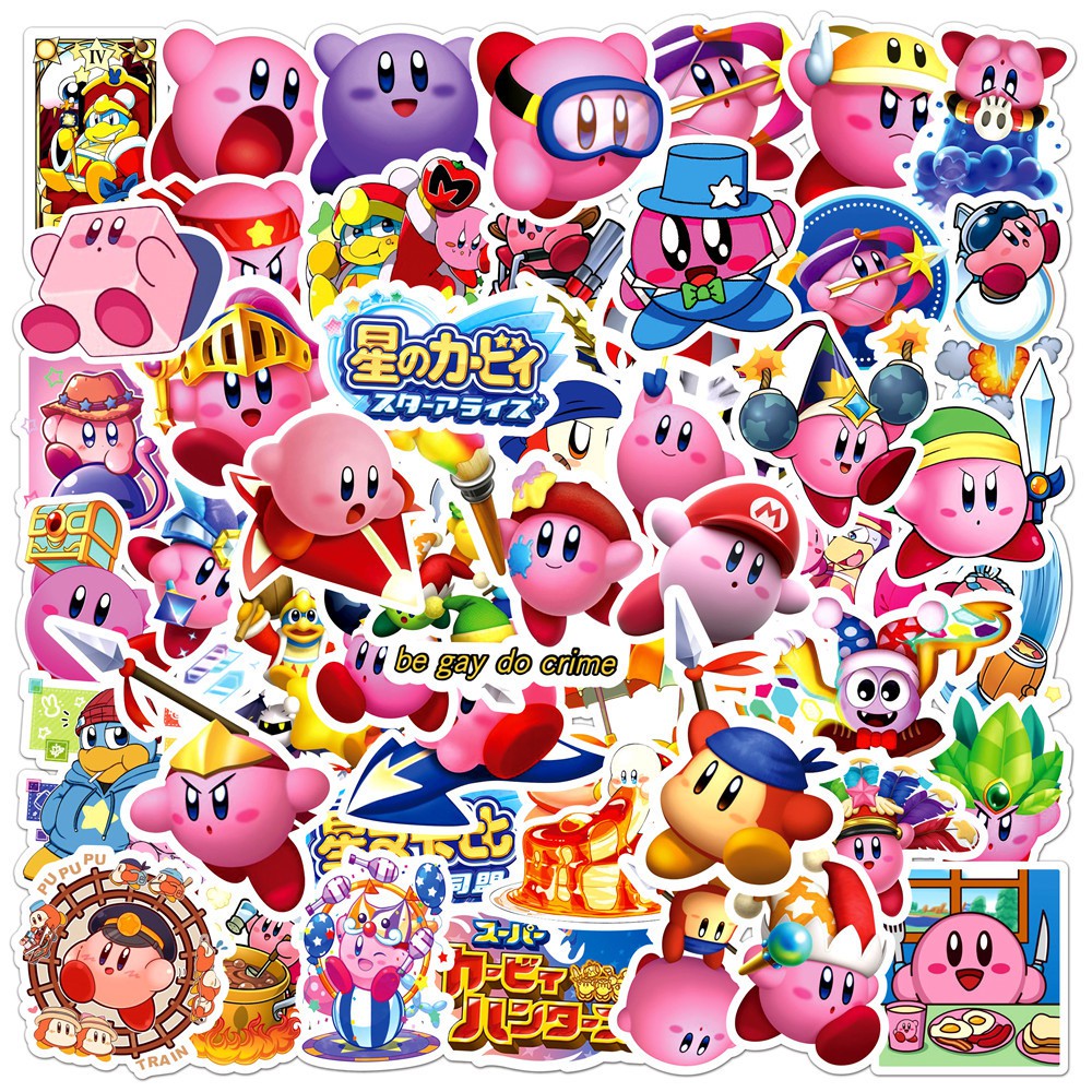 Set 50 miếng sticker dán trang trí hình game Kirby đáng yêu