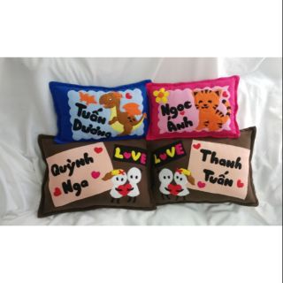 Bộ 4 vỏ gối handmade rồng, hổ, vợ chồng