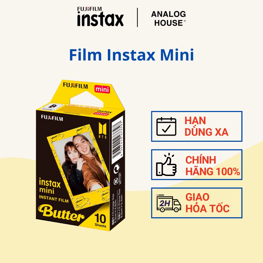 FILM INSTAX MINI BUTTER - Viền Butter BTS - Giấy in ảnh cho máy chụp lấy liền - Chính hãng date 2023