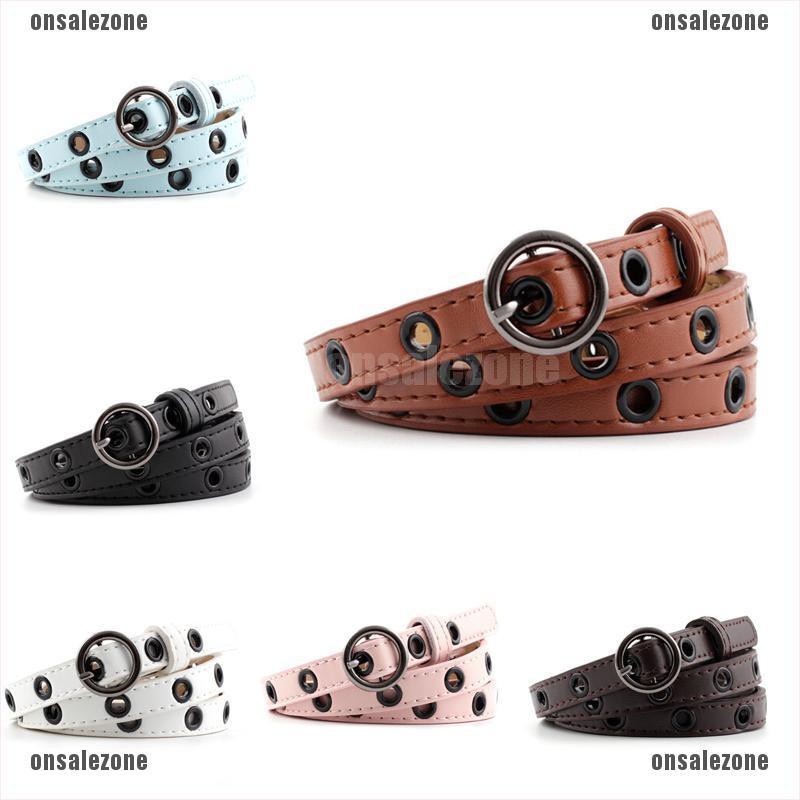 [onsalezone]Women Waist Belt Punk Style With Eyelet Chain Metal Buckle Waistband Gifts