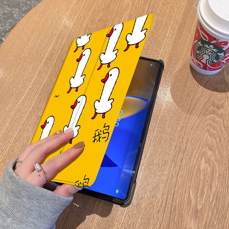 Bao Da Máy Tính Bảng In Hình Vịt Hoạt Hình Chống Rơi Vỡ Cho ipad2021 ipad9 new mini1 / 2 / 3 / 4 / 5 7.9 inch air4 / 3