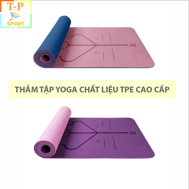 Thảm tập Yoga định tuyến TPE 2 lớp cao su non chống trơn trượt - Thảm tập Yoga cao cấp cao su non thiên nhiên 183*61*0.6