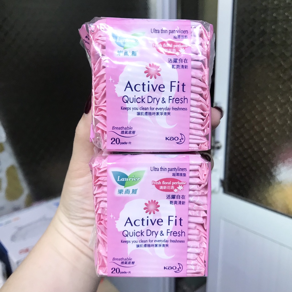 Combo 2 Gói Băng Vệ Sinh Hằng Ngày Hương Thơm Lauríer Active Fit Quick Dry & Fresh - Màu hồng