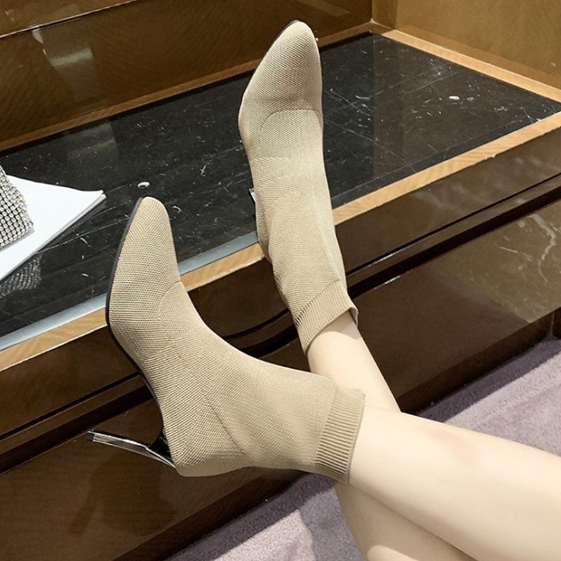 SẴN HÀNG _ Boots vải mũi nhọn hơi tròn đế tráng gương hàng Quảng Châu cao cấp | BigBuy360 - bigbuy360.vn