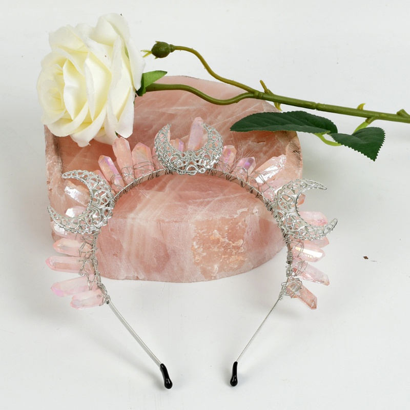 Flgo Băng Đô Cài Tóc Bằng Kim Loại Đính Pha Lê Hình Bán Nguyệt Phong Cách Dân Tộc Cổ Điển