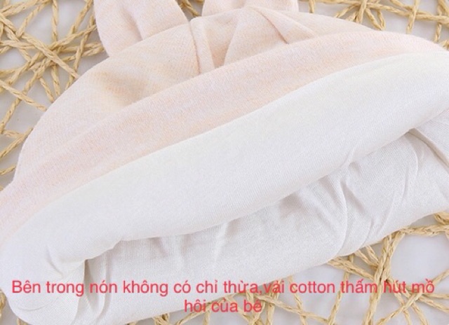 Nón cotton tai thỏ mềm mịn cho bé từ 2-5 tháng