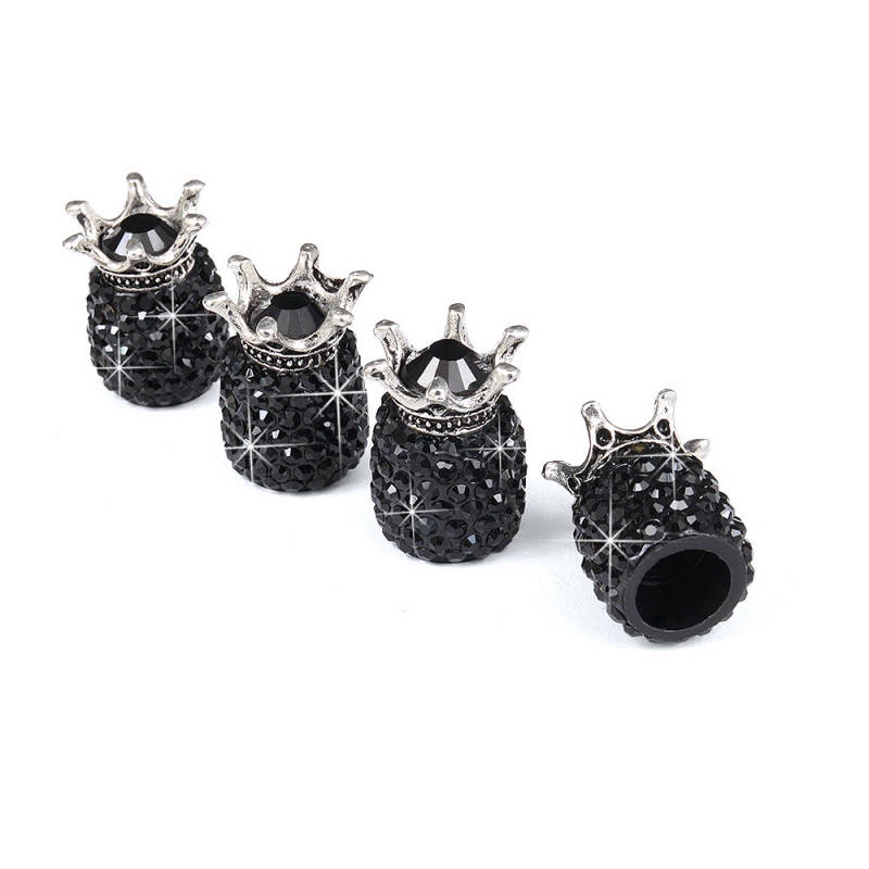 4PCs New Crown Valve Cap Creative Diamond Car Tire Cap Universal Modification Valve Core Cap Cover Female 1Reb