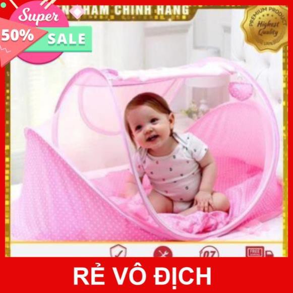 (Rẻ Vô Địch) Mùng nôi di động chống muỗi có nhạc cho bé Happy Baby