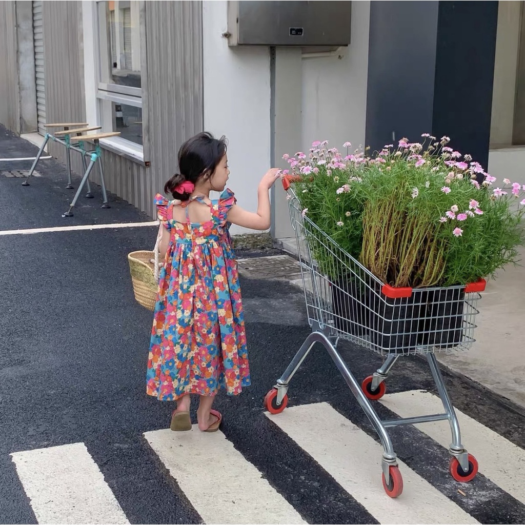 Váy bé gái thô Hoa ngũ sắc XHN1006