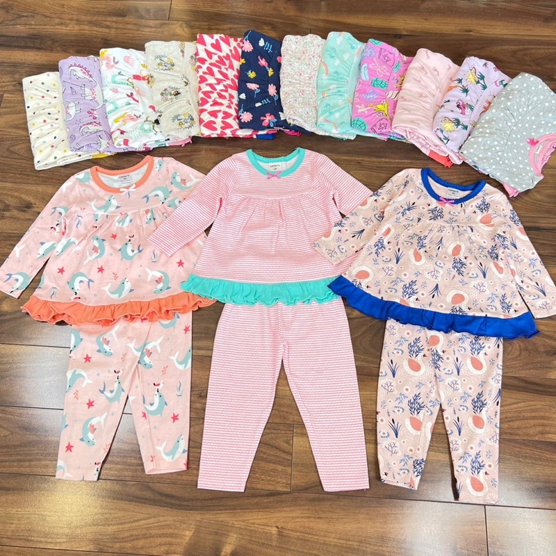 Bộ dài tay bèo gấu cotton borip bé gái (Sz 10-22kg)