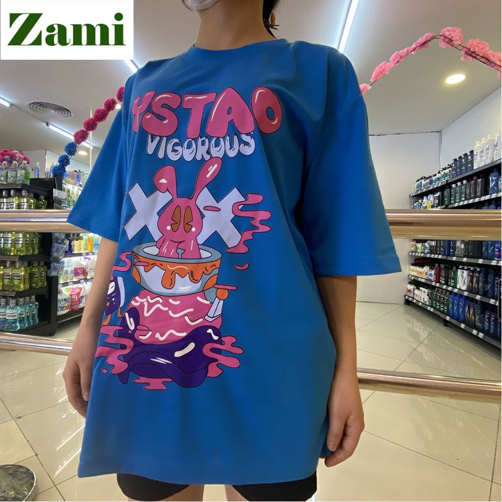 Áo Thun Oversize Unisex Nam Nữ Form Rộng Phông Basic Streetwear Chất Cotton Mềm Mát In Bad Rabbit YSTAO ZT19 Zami | BigBuy360 - bigbuy360.vn