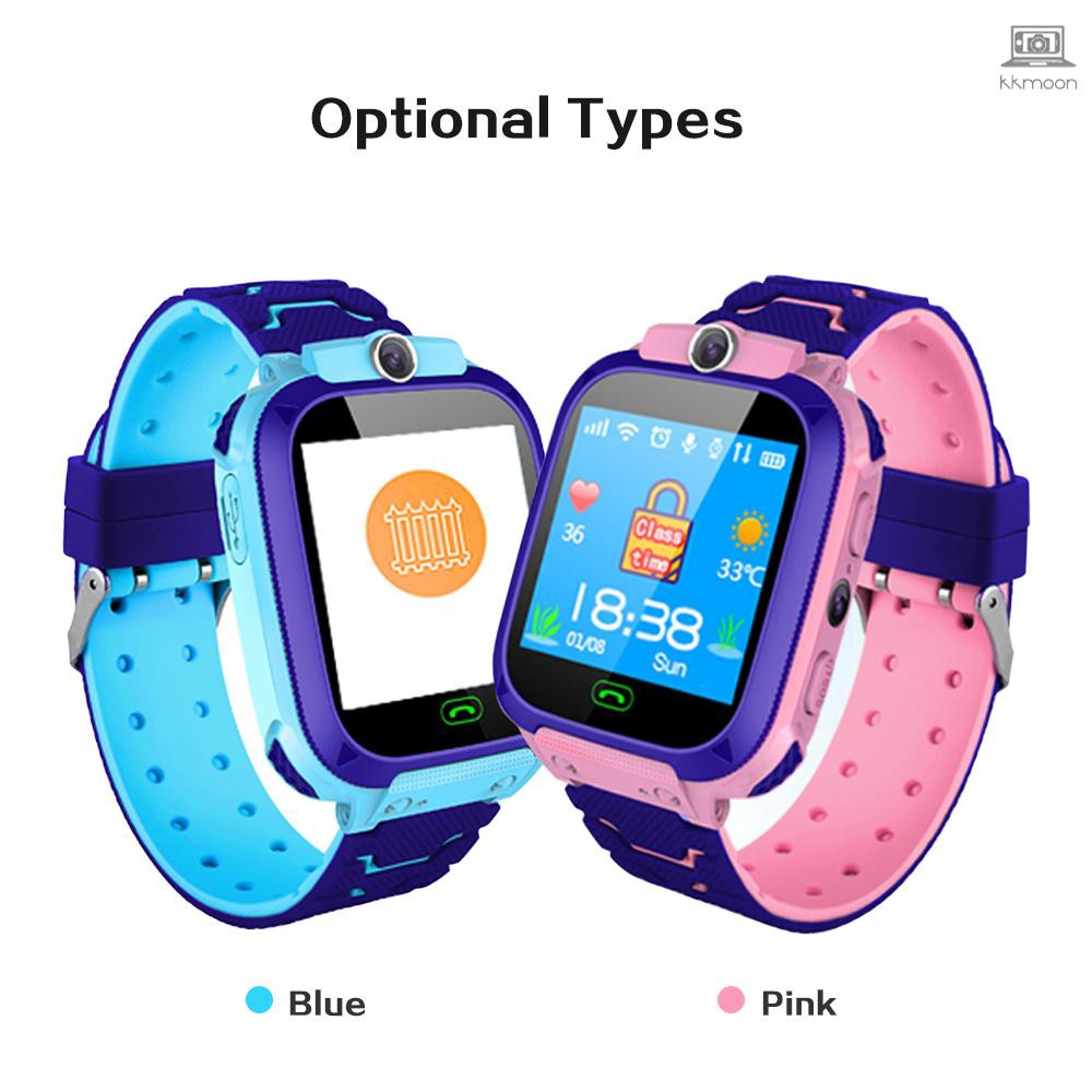 S12B Multifunctional Kids Children Smart Watch Tracker Intelligent Band Sensitive 1.44" Touch Screen Compatible for Android/ IOS Phone System Chat Call Camera Alarm Clock LBS Positioning for Present Gift