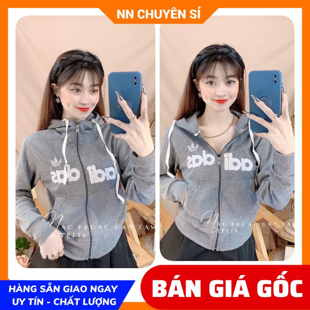 Áo khoác gân tăm cho nữ chất vải mềm co giãn lên phom ôm dáng thêu chữ dễ thương TP116