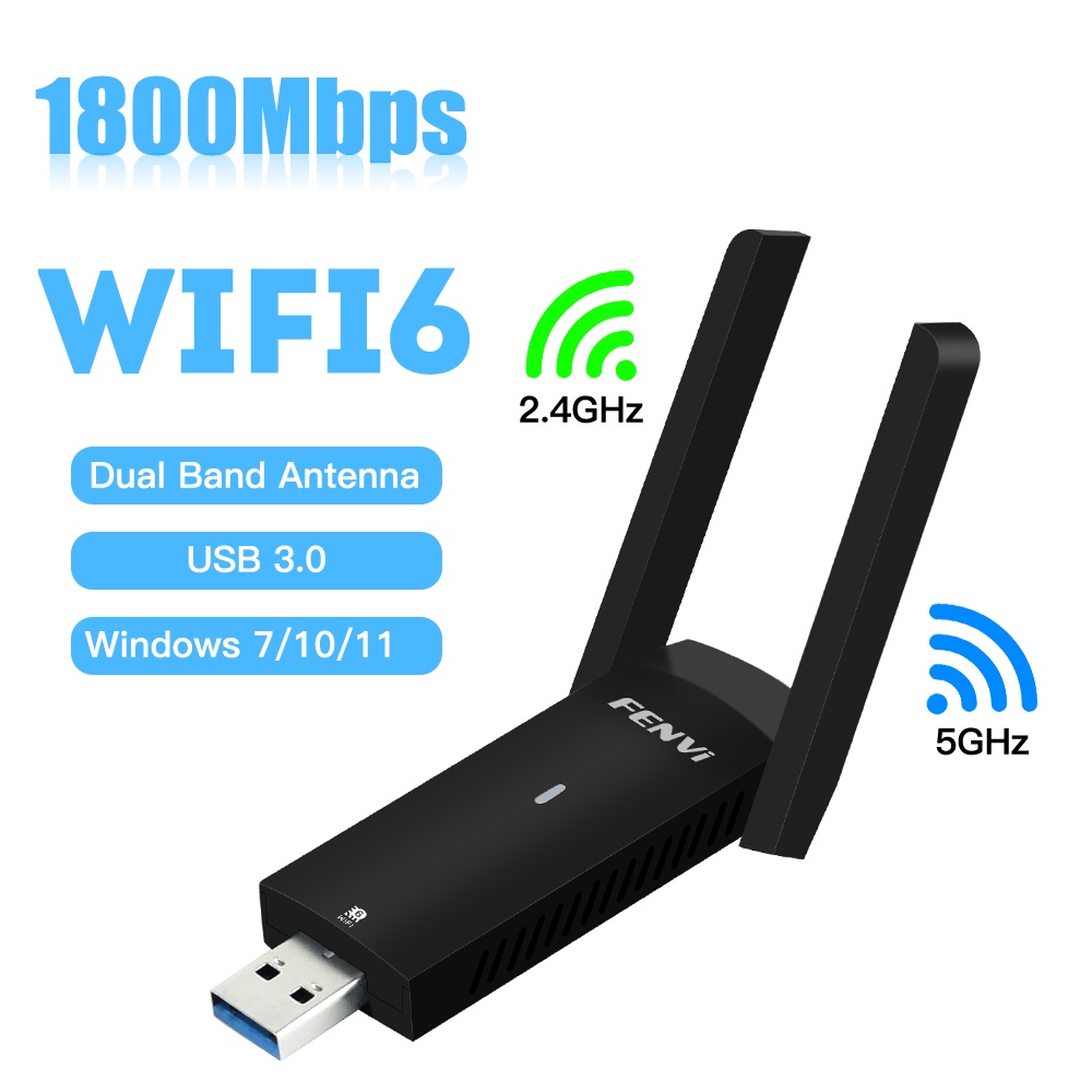 Usb Phát Wifi 6 USB 1800Mbps 802.11A Băng Tần Kép 2.4G / 5Ghz USB 3.0 Cho Windows 7 10 11