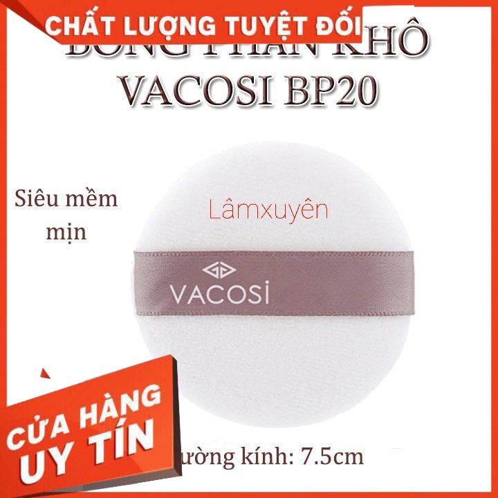VACOSI MEDIUM WHITE ROUNG PUFF BP20_Bông phấn cotton khô tròn trung ( bịch 1 miếng)  bông phấn mềm mịn, dễ tán