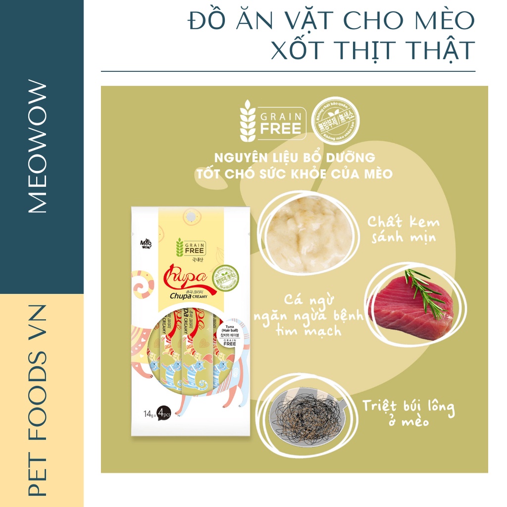 Sốt dinh dưỡng cho mèo MEOWOW Chupa Creamy 56g