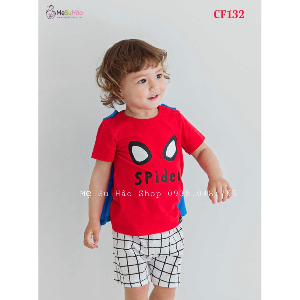 Bộ ngắn tay bé trai mẫu Siêu Nhân Spider rất xinh hãng Cordi_i , cotton 100%