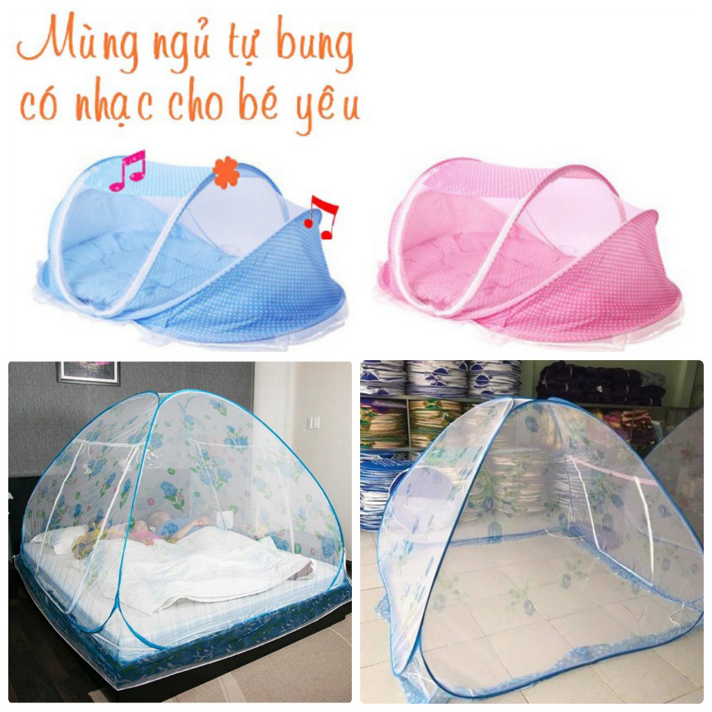 [FREESHIP] MÙNG CHỤP HOA VĂN XẾP GỌN (1m8, 2m2, EM BÉ)