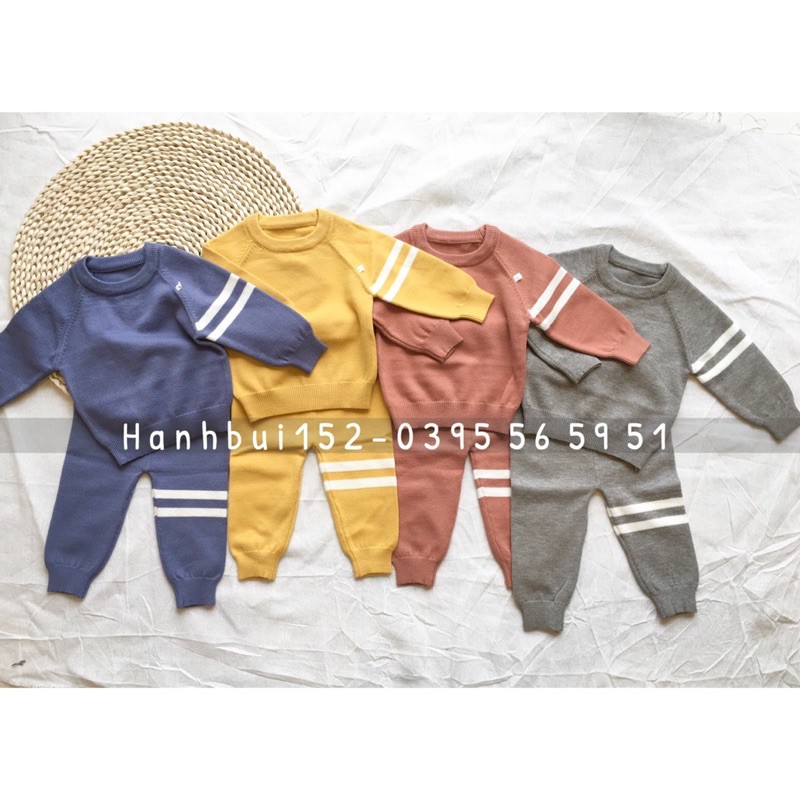 Bộ Len Sọc Kẻ Thể Thao Dày Dặn Cho Bé size 66-90, Bộ Len Hàng Quảng Châu Cao Cấp