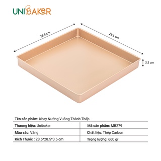 Khay nướng vuông thành thấp Unibaker