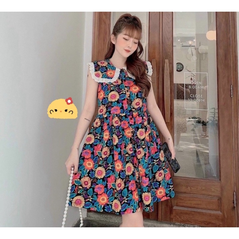 Đầm hoa xếp ly