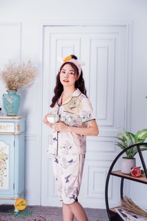 Bộ Lụa hoạ tiết hoa và én - Lửng