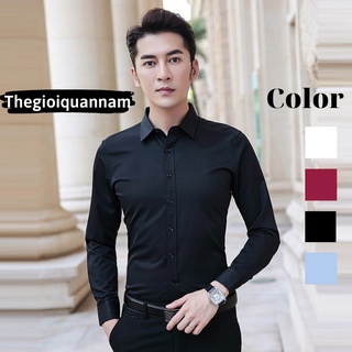 [HÀNG CAO CẤP] Áo sơ mi nam dài tay dáng ôm Hàn Quốc, Áo Sơ Mi Nam body thoáng mát thấm hút mồ hôi tốt màu đen cực ưng