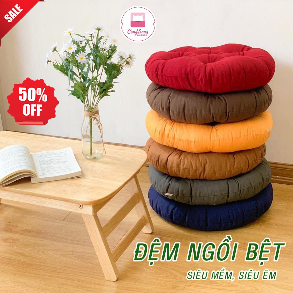 Đệm Ngồi Bệt Kiểu Nhật Bông Trắng Kiểu Tròn Sang Trọng (40cm x 40cm được chọn mẫu)