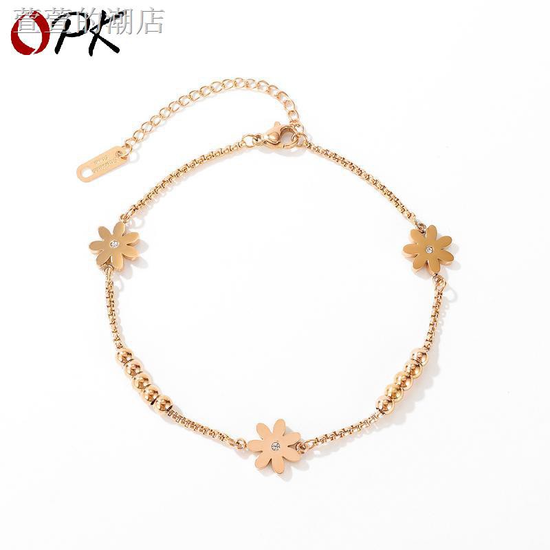 Lắc Chân Thép Titan Hình Hoa Cúc Nhỏ Đơn Giản 1111