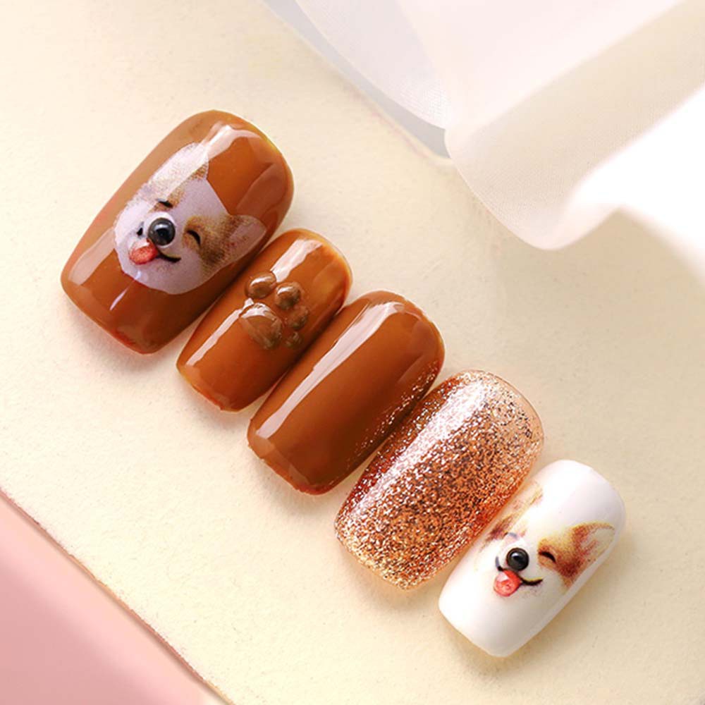 [Hàng mới về] Nhãn dán kiểu thú cưng hoạt hình 3D siêu mỏng chống thấm nước để trang trí móng tay nghệ thuật