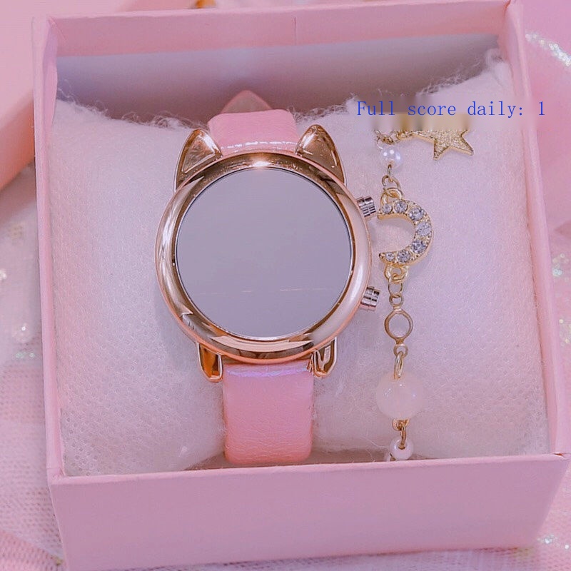 Đồng Hồ Điện Tử Dạ Quang Mặt Kỳ Lân Và Hoa Anh Đào Đơn Giản Phong Cách Hàn Quốc Cho Nữ Sinh