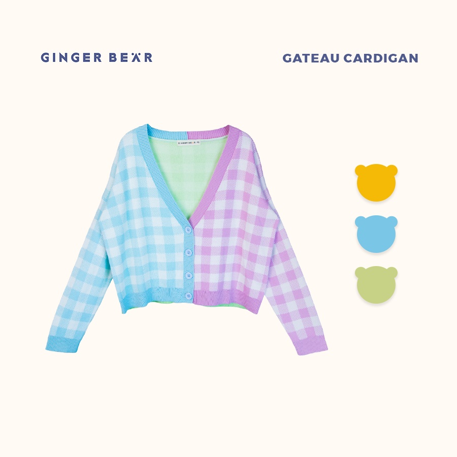 Áo Khoác Len Cardigan Họa Tiết Sọc Caro Gateau Cardigan - Gingerbear ( Có Ảnh Chụp Tại Cửa Hàng )