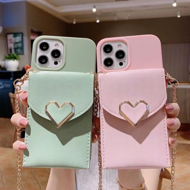 Ốp Điện Thoại Mềm Dạng Ví Có Dây Đeo Chéo Cho iphone 15 14 13 11 12 pro max mini se 2020 x xs max xr 6 6s 7 8 plus