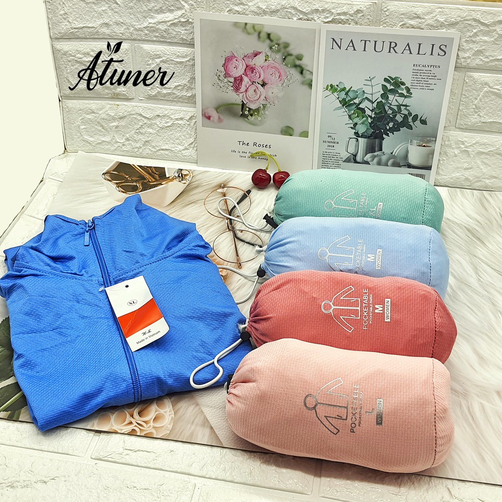 Áo chống nắng dáng ngắn có túi cuộn Atuner CN01, chất liệu vải cotton ép vân sần, mỏng nhẹ, thông hơi, chống tia UV | BigBuy360 - bigbuy360.vn