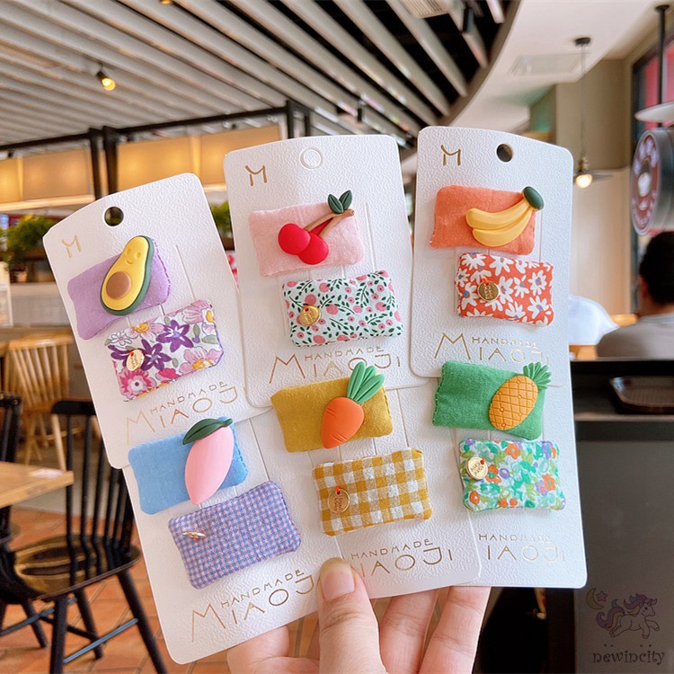 Set Kẹp Tóc Thiết Kế Hình Trái Cây Dễ Thương Dành Cho Nữ