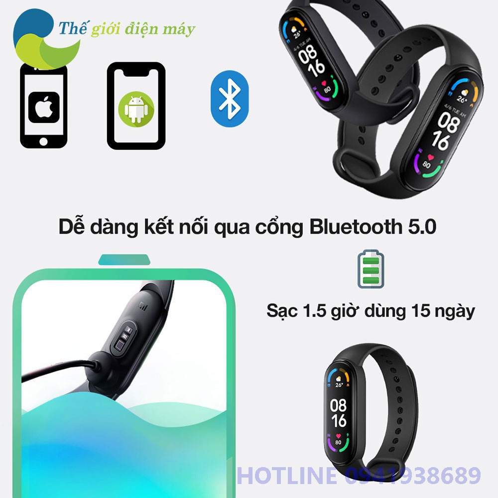 [Bản quốc tế] Đồng Hồ Thông Minh Xiaomi Mi Band 6 - Bảo Hành 1 Tháng - Shop Thế Giới Điện Máy