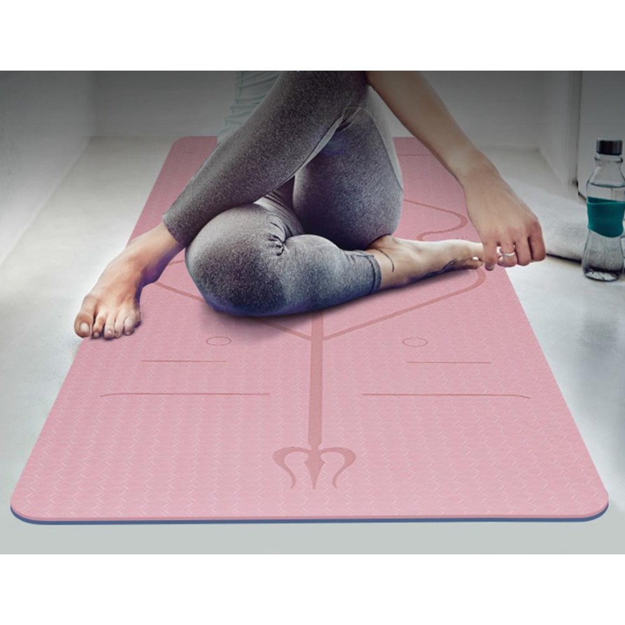 Thảm Tập Yoga Gym TPE 8MM Định Tuyến Cao cấp Siêu bền Chống trơn trượt Tặng Dây buộc