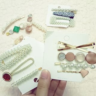 Kẹp tóc đính ngọc nhiều màu set 4 chiếc