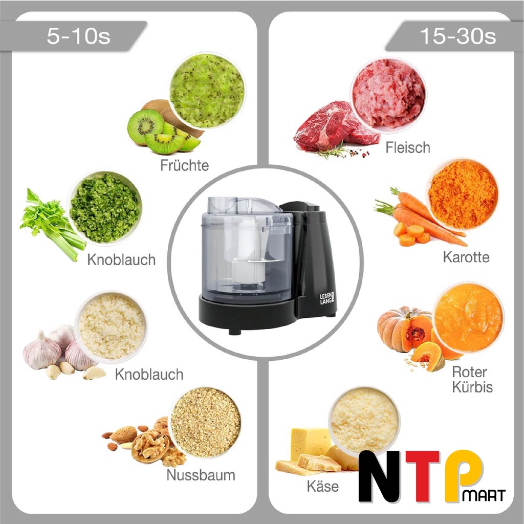 Máy xay đa năng mini LEBENLANG LBU5239 xay thịt, tỏi, hành, ớt, gia vị - cối 350ml, công suất 120ml chính hãng Đức