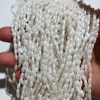 Hạt nhựa hình hạt lúa màu kem 3x6mm