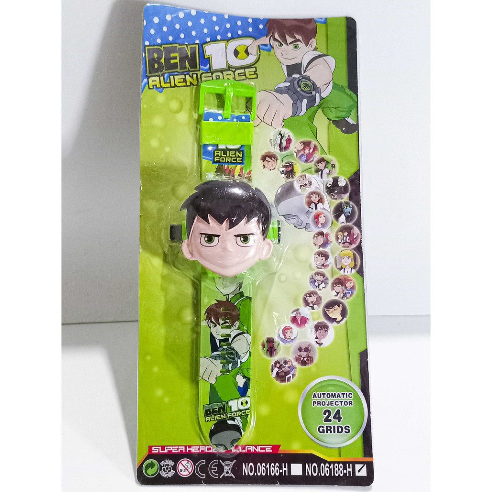 (KÈM PIN) Đồ chơi đồng hồ ben 10 chiếu 24 hình khác nhau, đồ chơi đồng hồ đeo tay chiếu hình Ben Ten