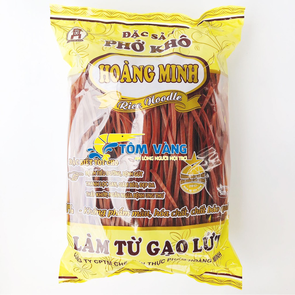 Combo 500g bún gạo lứt Hoàng Minh, 500g phở gạo lứt Hoàng Minh - Tôm Vàng