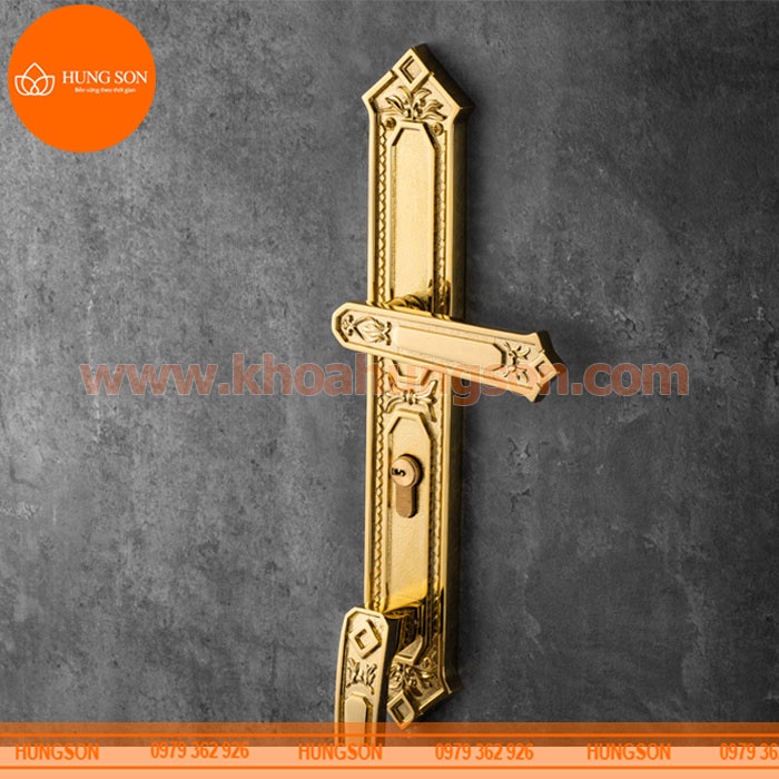 KHÓA TAY NẮM ĐẠI SẢNH ĐỒNG THAU HUY HOÀNG HC 85 KING PVD GOLD