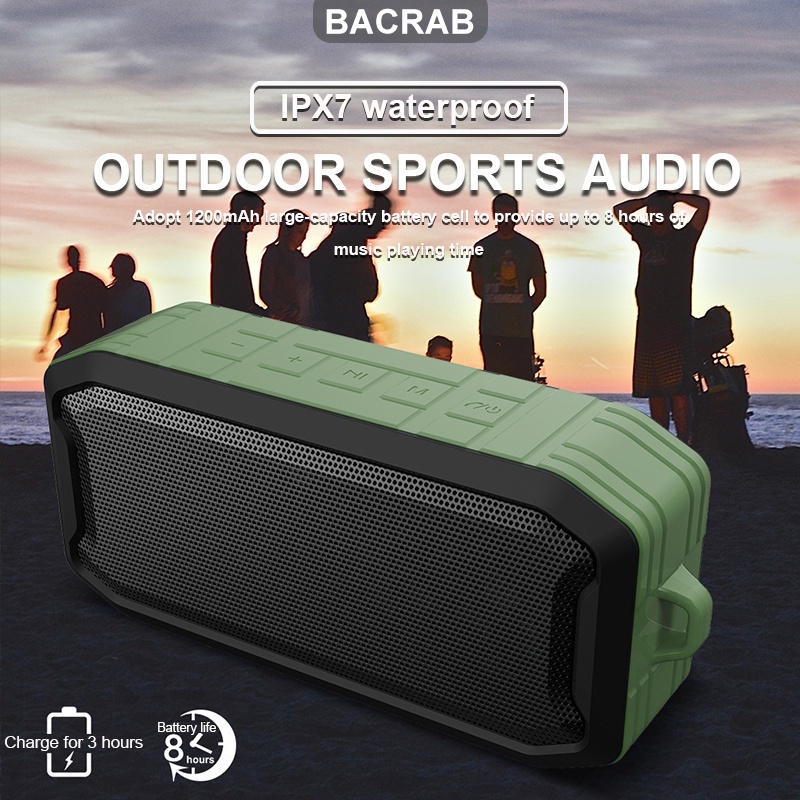 Loa Bluetooth 5.0 cộng hưởng âm nổi ngoài trời chống nước IPX7 thời lượng pin siêu khủng