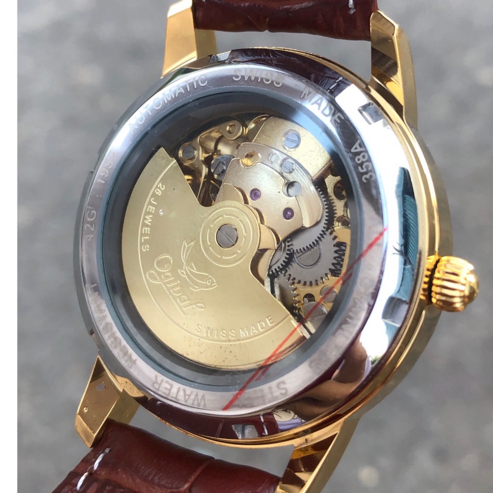 Đồng hồ đeo tay nam automatic  chạy tích cót - đồng hồ ogival bát mã truy phòng full box