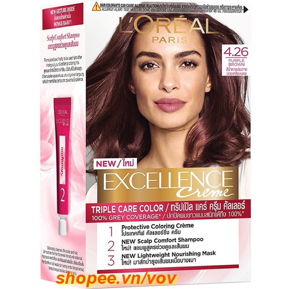 Thuốc nhuộm tóc #4.26 Loreal Excellence Creme  100% chính hãng, vov cung cấp & bảo trợ.